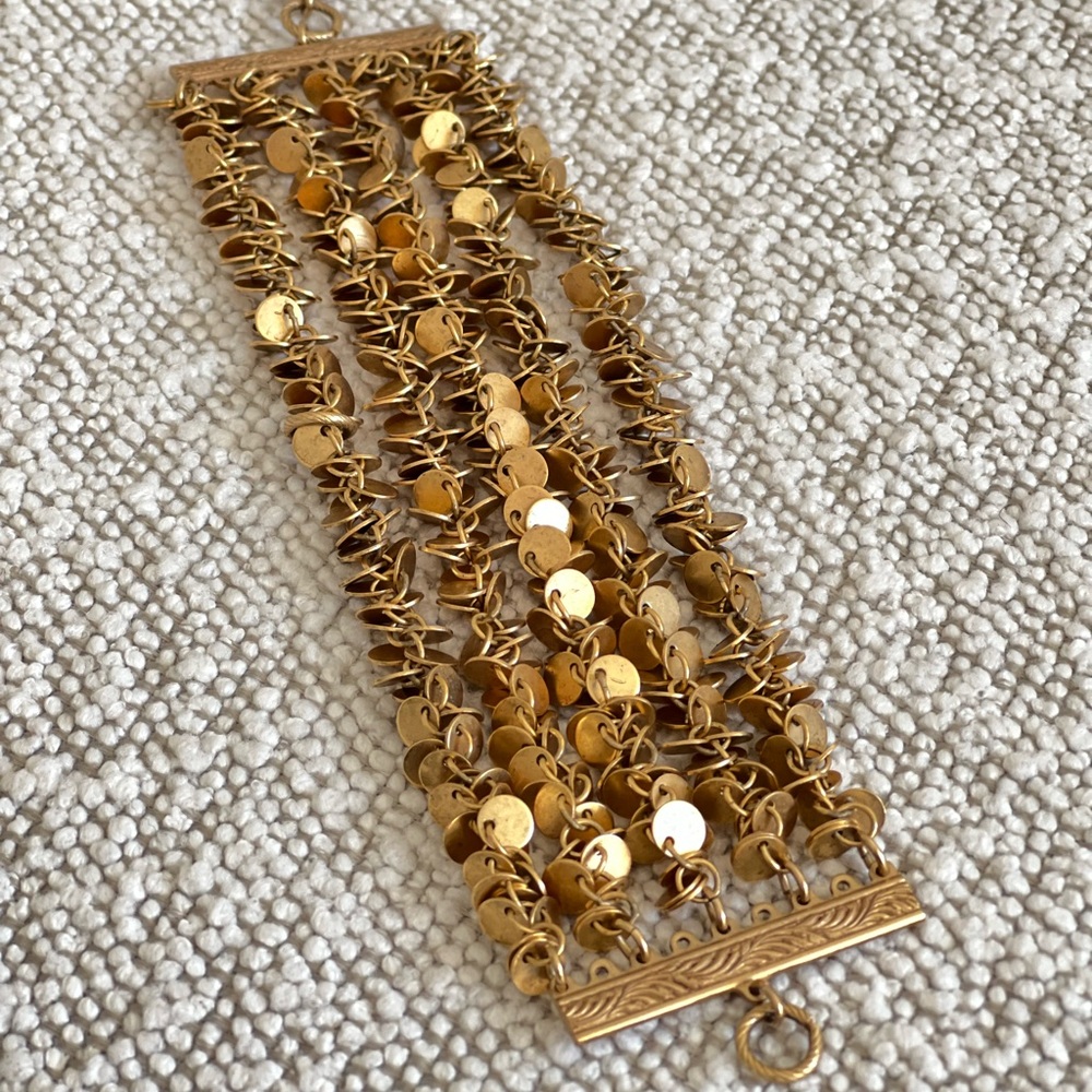 Coin toggle vintage brass bracelet